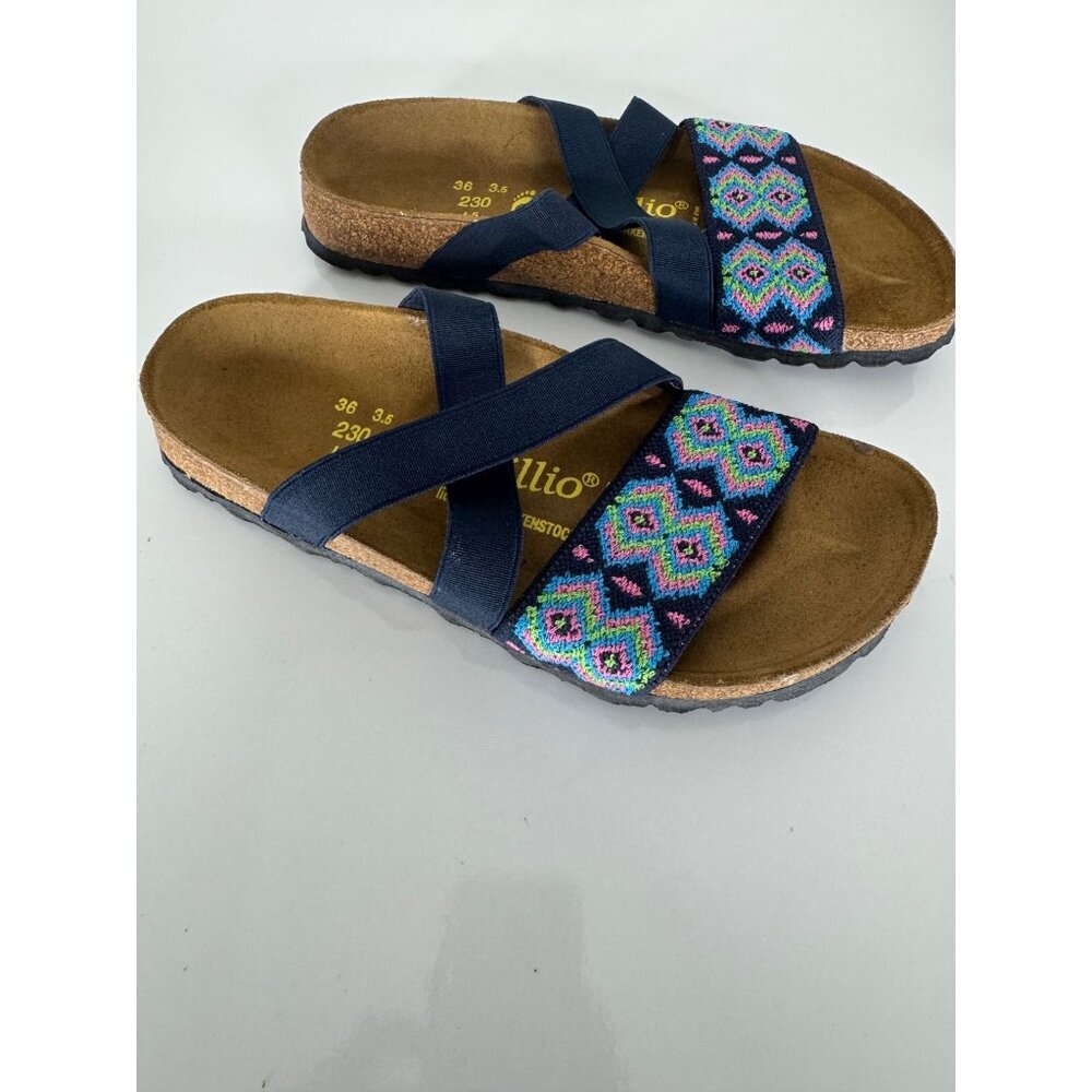 NEW Birkenstock Papillio Aztec Dark Blue Slides Sandals Elastic EU 36 US 5 N - Picture 4 of 7